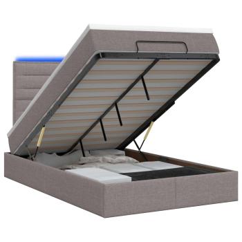 Ottoman-Bett mit Matratze und LED Taupe 120 x 200 cm Stoff