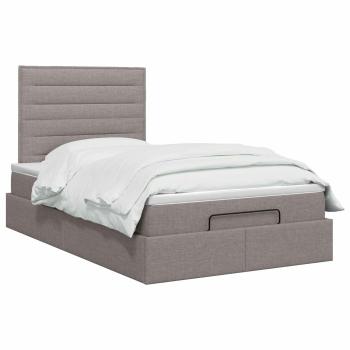 Ottoman-Bett mit Matratze und LED Taupe 120 x 200 cm Stoff