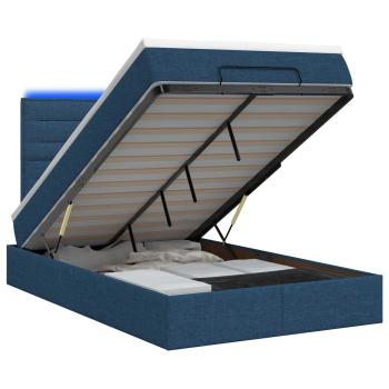 Ottoman-Bett mit Matratze und LED Blau 120 x 200 cm Stoff