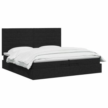 Ottoman-Bett mit Matratze und LED Schwarz 200 x 200 cm Stoff