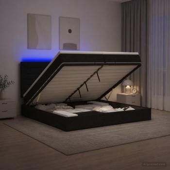 Ottoman-Bett mit Matratze und LED Schwarz 200 x 200 cm Stoff