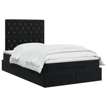 Ottoman-Bett mit Matratze und LED Schwarz 120 x 200 cm Samt