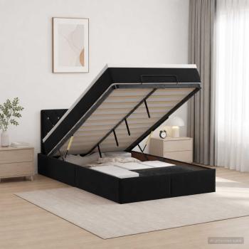 Ottoman-Bett mit Matratze und LED Schwarz 120 x 200 cm Samt