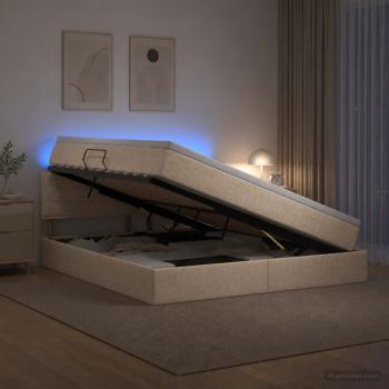LED-Speicherbett mit Matratze Creme 180 x 200 cm Stoff