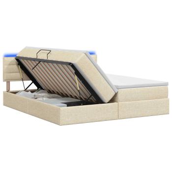 LED-Speicherbett mit Matratze Creme 180 x 200 cm Stoff