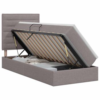 Aufbewahrungsbett mit Matratze Taupe 90 x 200 cm Stoff
