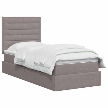 Aufbewahrungsbett mit Matratze Taupe 90 x 200 cm Stoff