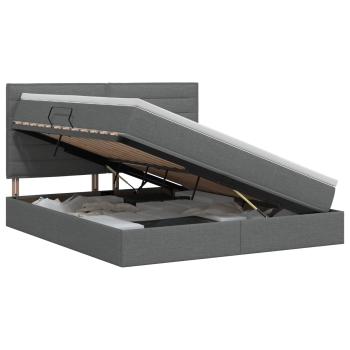 Aufbewahrungsbett mit Matratze Dunkelgrau 180 x 200 cm Stoff