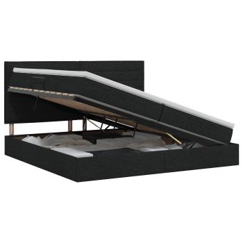 Aufbewahrungsbett mit Matratze Schwarz 200 x 200 cm Stoff