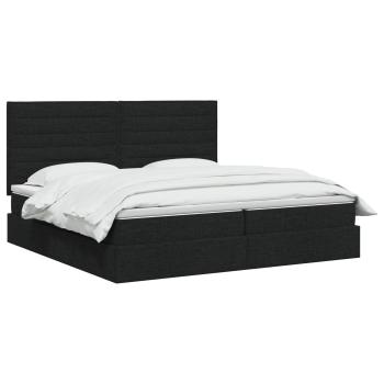 Aufbewahrungsbett mit Matratze Schwarz 200 x 200 cm Stoff