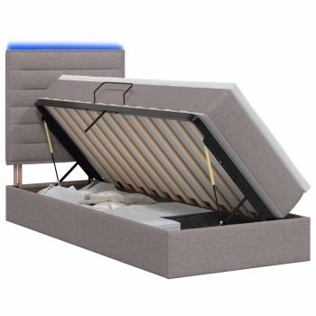 LED-Speicherbett mit Matratze Taupe 90 x 200 cm Stoff