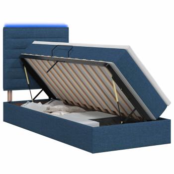 LED-Speicherbett mit Matratze Blau 100 x 200 cm Stoff