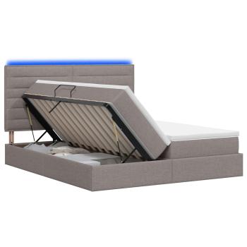 LED-Speicherbett mit Matratze Taupe 180 x 200 cm Stoff