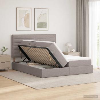 LED-Speicherbett mit Matratze Taupe 180 x 200 cm Stoff