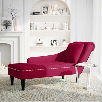 ARDEBO.de - Chaiselongue mit Kissen und Rechter Armlehne Weinrot Samt