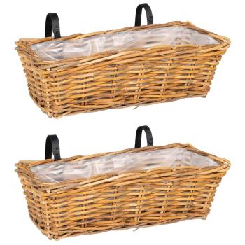 Hängender Blumentopf Korb GENDT 2 stk. Naturbraun Kubu Rattan