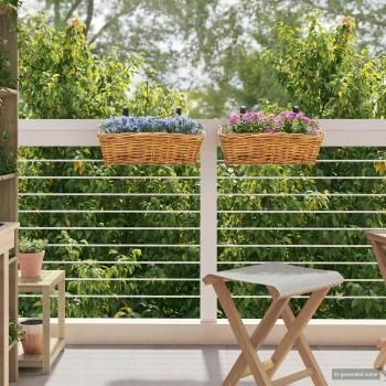 Hängender Blumentopf Korb GENDT 2 stk. Naturbraun Kubu Rattan