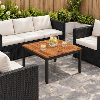 ARDEBO.de - Couchtisch Natürlich und Schwarz 60 x 60,5 x 36 cm