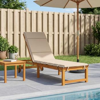 ARDEBO.de - Sonnenliege Kissen GEMERT 100 % Polyester Creme 200 x 50 x 3 cm