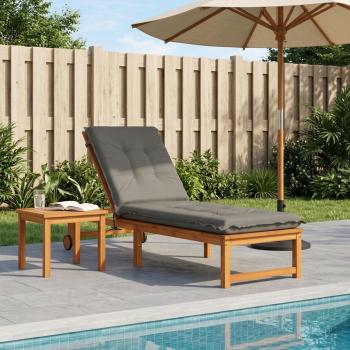 ARDEBO.de - Sonnenliege Kissen GEMERT 100 % Polyester Grau 190 x 50 x 9 cm