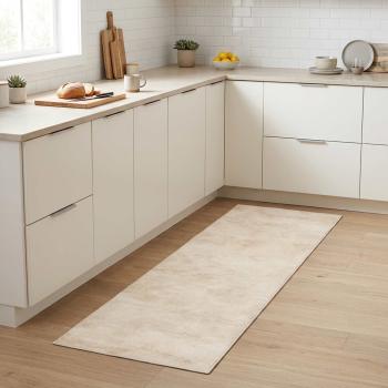 ARDEBO.de - Küchen Teppich Cremebeton 180 x 60 cm 100% Polyamid Waschbar