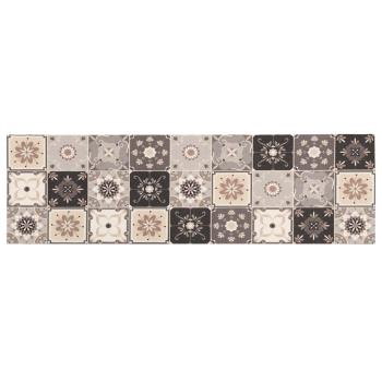 Küchen Teppich Grau-beige Mosaik 180 x 60 cm 100% Polyamid