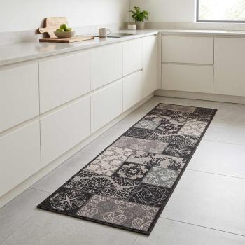 ARDEBO.de - Küchen Teppich Schwarzes Mosaik 300 x 60 cm 100% Polyamid
