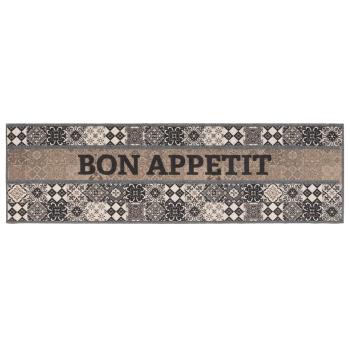 Küchen Teppich Grau Guten Appetit 180 x 60 cm 100% Polyamid