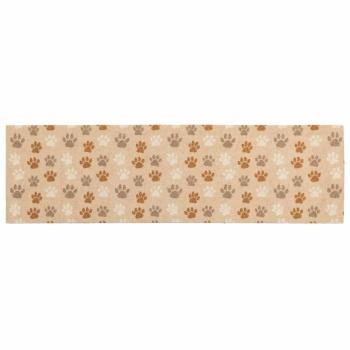 Küchen Teppich Beige Pfoten 150 x 45 cm 100% Polyamid Waschbar