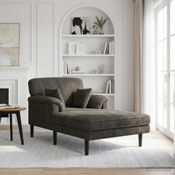 ARDEBO.de - Chaiselongue Anthrazit Cordstoff