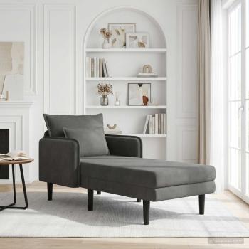 ARDEBO.de - Große Chaiselongue Dunkelgrau Cordstoff