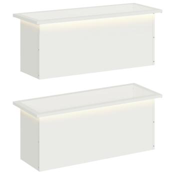 Garten-Pflanzkübel mit LED 2 stk. Weiß 30 x 80 x 30 cm Stahl