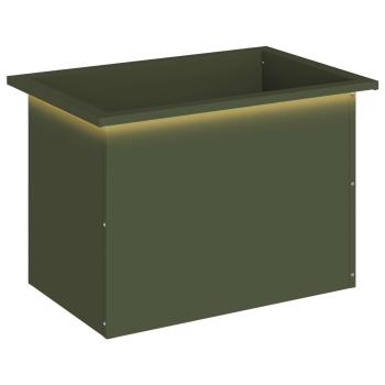 Garten-Pflanzkübel mit LED Olivgrün 40 × 60 × 40 cm Stahl