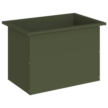 Garten-Pflanzkübel mit LED Olivgrün 40 × 60 × 40 cm Stahl
