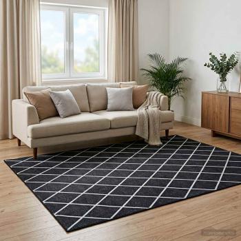 ARDEBO.de - Teppich ORIZ Schwarzes Diamantmuster 240 x 240 cm
