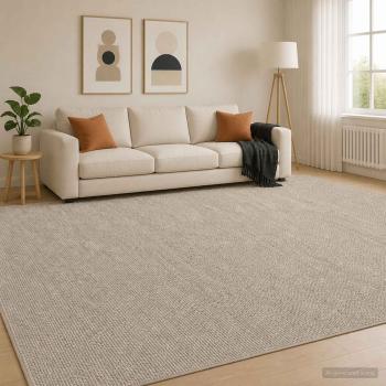 ARDEBO.de - Teppich Beige 300 x 400 cm 100% Polyester 3 mm Waschbar