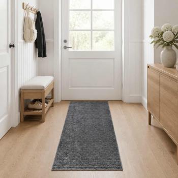 ARDEBO.de - Teppich Anthrazit 100 x 150 cm 100% Polyester 3 mm Waschbar