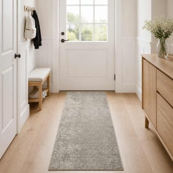 ARDEBO.de - Teppich Beige 50 x 300 cm 100% Polyester 3 mm Waschbar