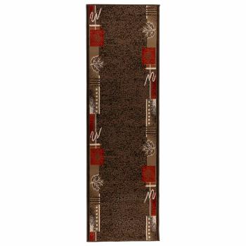 Teppichläufer FLORNES Gewebt Braun Blätter 67 x 300 cm PP 7 mm