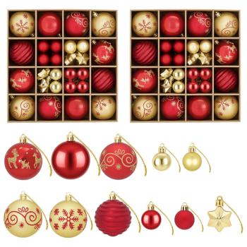 Weihnachtskugelset 88 stk. Rot und Gold Durchmesser 6 cm