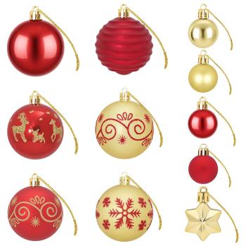 Weihnachtskugelset 88 stk. Rot und Gold Durchmesser 6 cm