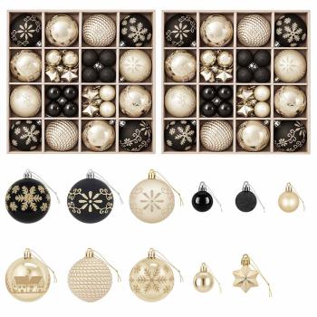 Weihnachtskugelset 88 stk. Schwarz und Gold Durchmesser 6 cm