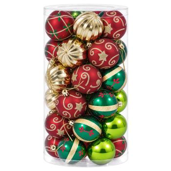Weihnachtskugelset 30 stk. Rot, Grün und Gold Ø 6 cm Kunststoff