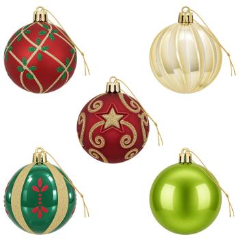 Weihnachtskugelset 30 stk. Rot, Grün und Gold Ø 6 cm Kunststoff