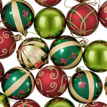 Weihnachtskugelset 30 stk. Rot, Grün und Gold Ø 6 cm Kunststoff