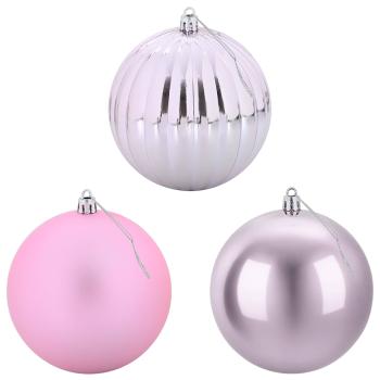 Weihnachtsbaumkugel Set XL 9 stk. Rosa Ø 15 cm Kunststoff