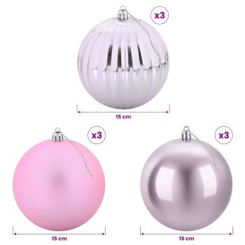 Weihnachtsbaumkugel Set XL 9 stk. Rosa Ø 15 cm Kunststoff