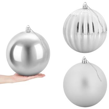 Weihnachtskugel-Set XXL 3 stk. Silber Ø 25 cm Kunststoff