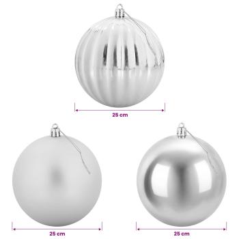 Weihnachtskugel-Set XXL 3 stk. Silber Ø 25 cm Kunststoff