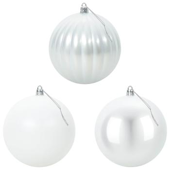 Weihnachtskugel-Set XXL 3 stk. Weiß Durchmesser 25 cm